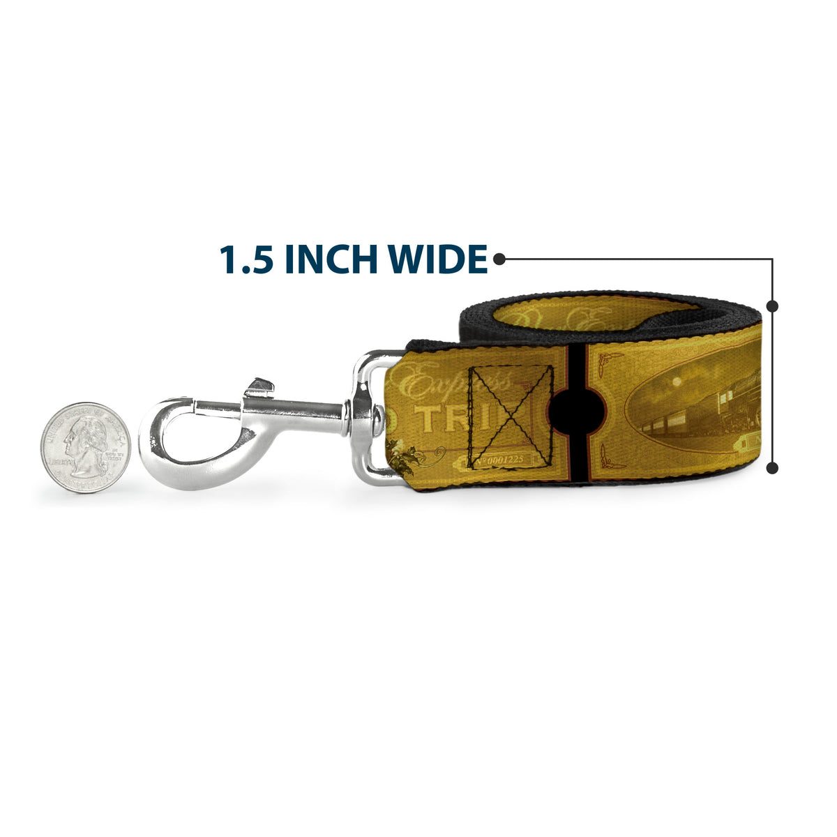 Dog Leash - THE POLAR EXPRESS ROUND TRIP Ticket Black/Golds Dog Leashes The Polar Express
