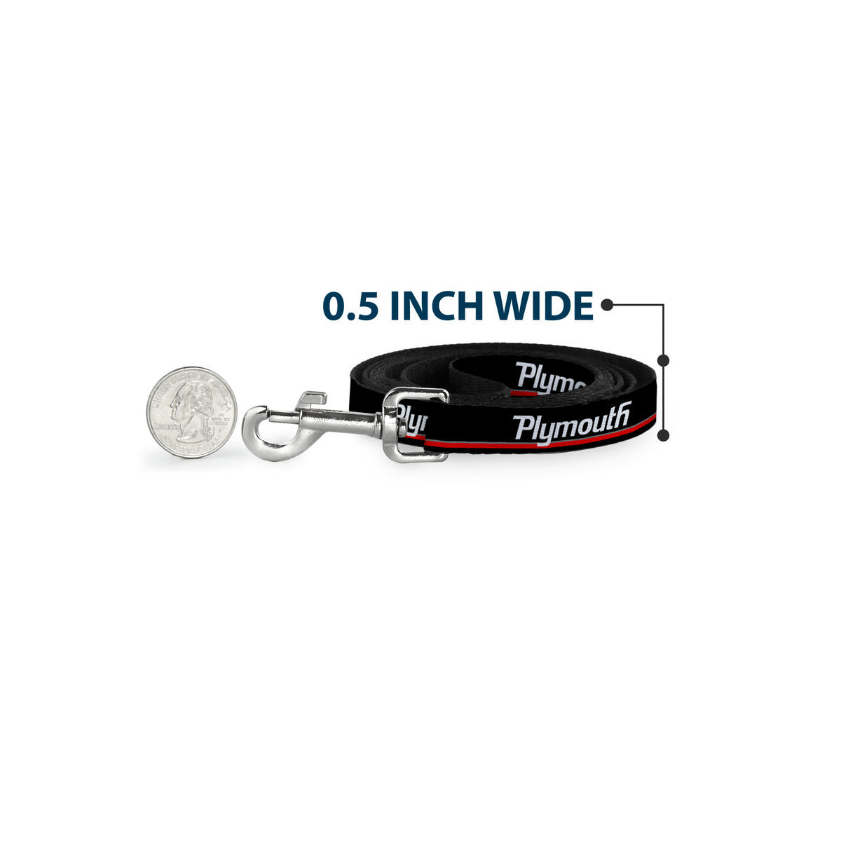 Dog Leash - PLYMOUTH Text/Stripe Black/White/Gray/Red Dog Leashes Dodge