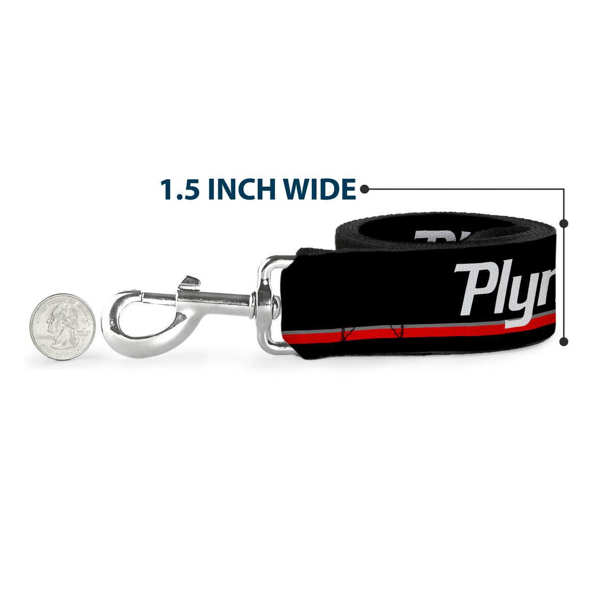 Dog Leash - PLYMOUTH Text/Stripe Black/White/Gray/Red Dog Leashes Dodge