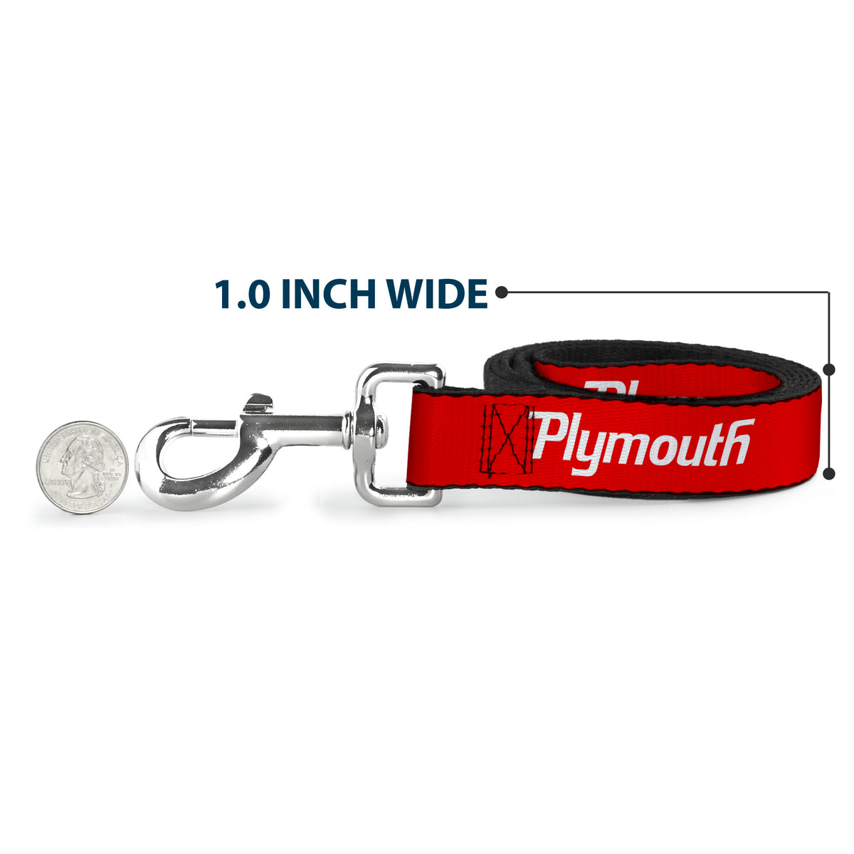 Dog Leash - PLYMOUTH Text Logo Red/White Dog Leashes Dodge