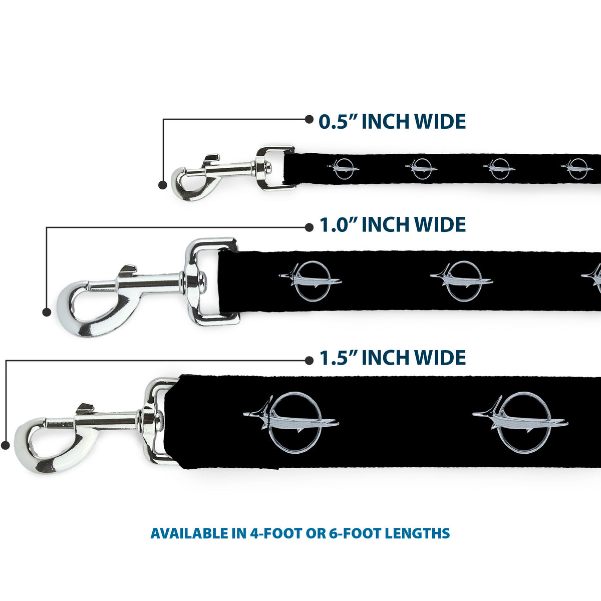 Dog Leash - Barracuda Emblem Repeat Black/Silver Dog Leashes Dodge