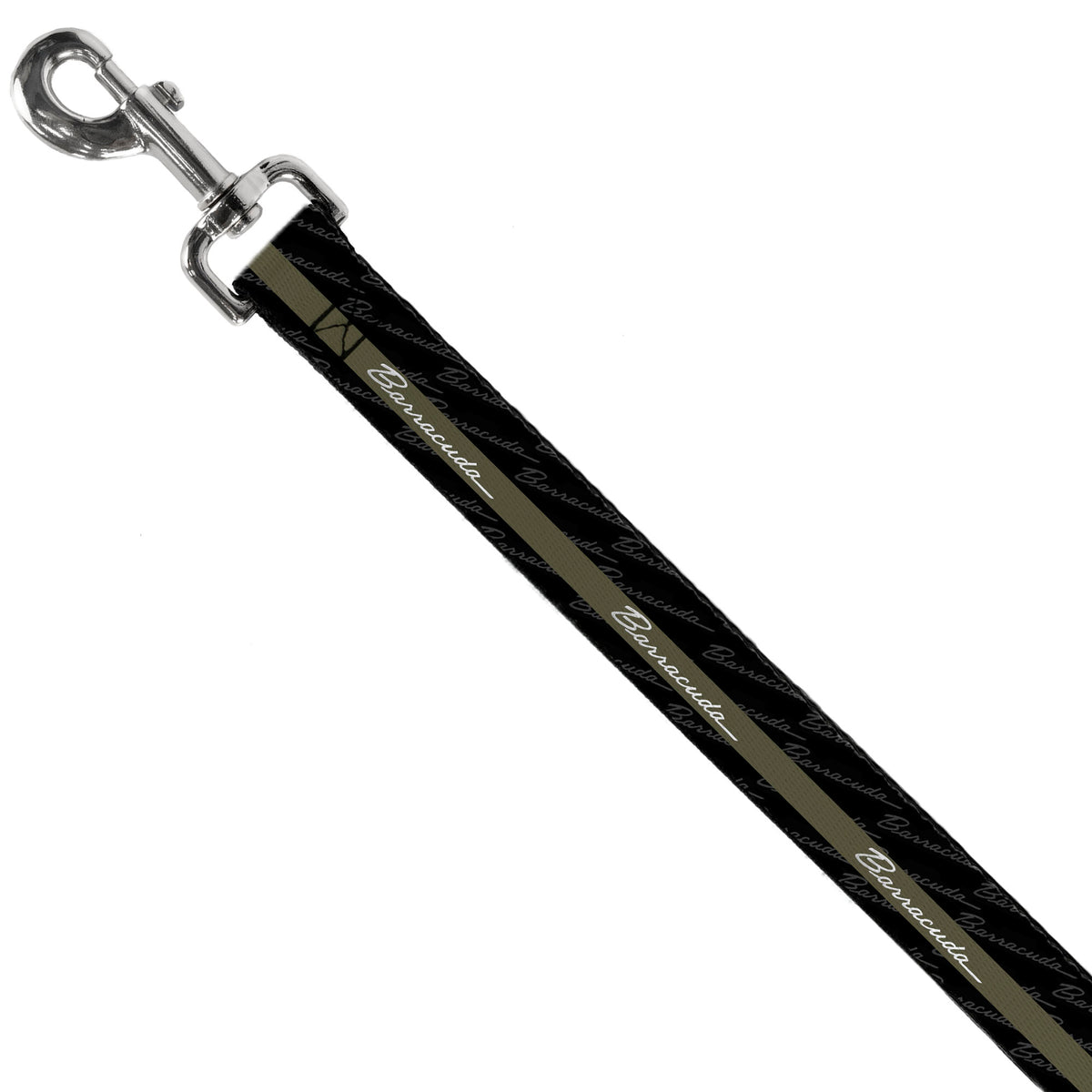 Dog Leash - BARRACUDA Script Stripe/Monogram Black/Gray/Olive/Silver Dog Leashes Dodge