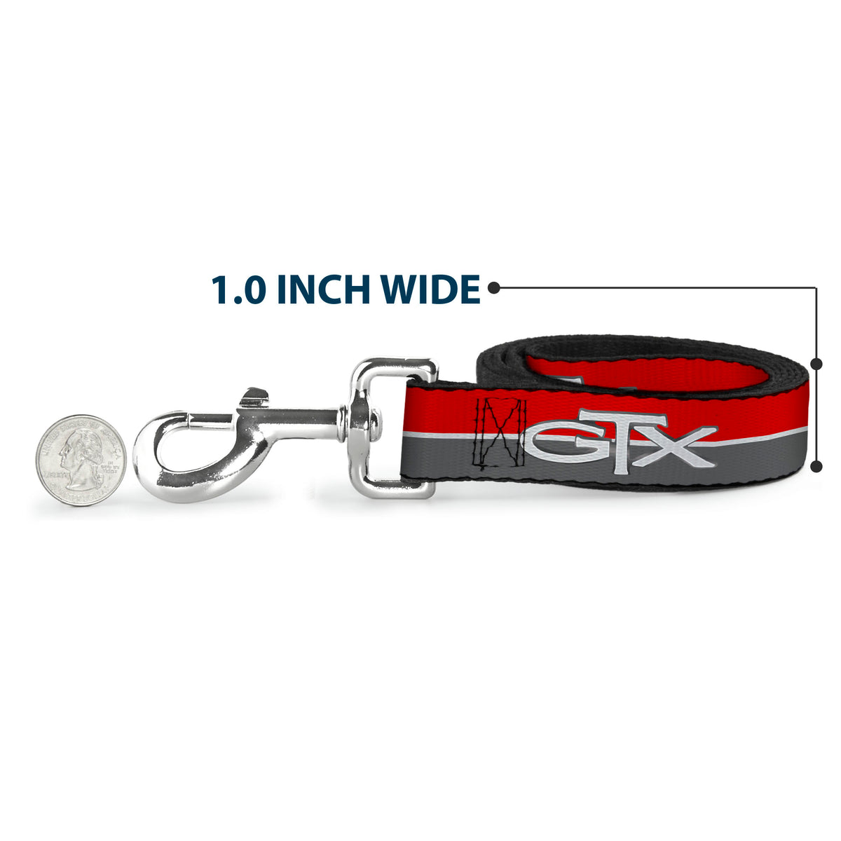 Dog Leash - Plymouth GTX Emblem/Stripe Red/White/Grays Dog Leashes Dodge