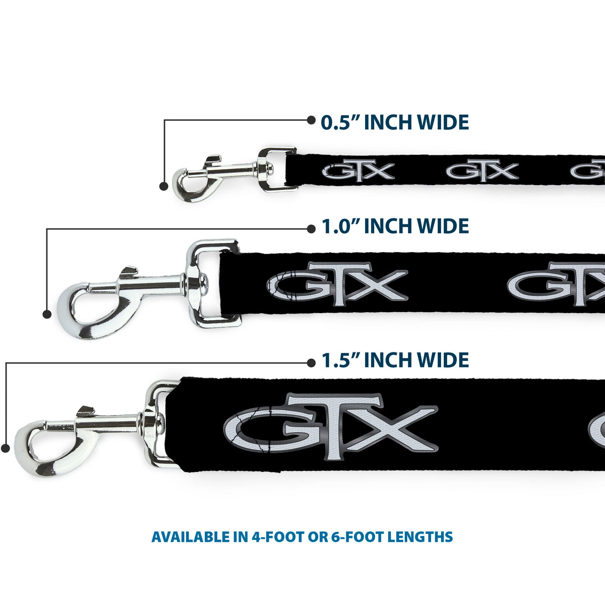 Dog Leash - Plymouth GTX Emblem Black/Silver Fade/White Dog Leashes Dodge