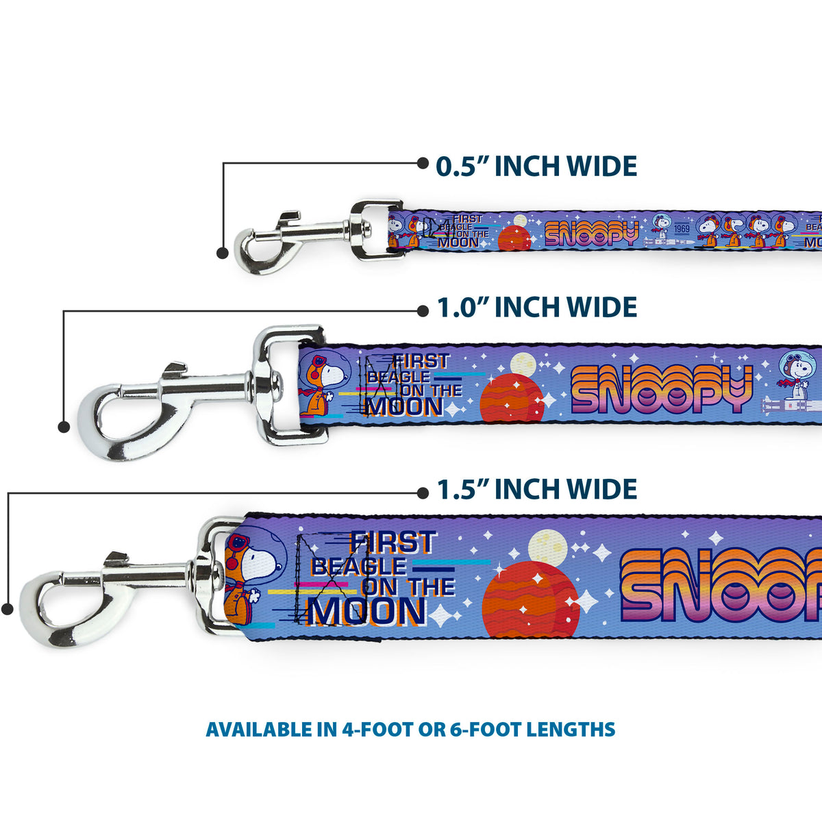 Astronaut Snoopy Launch Dog Leash – Peanuts Pet Gear White/Multicolor Dog Leashes Peanuts