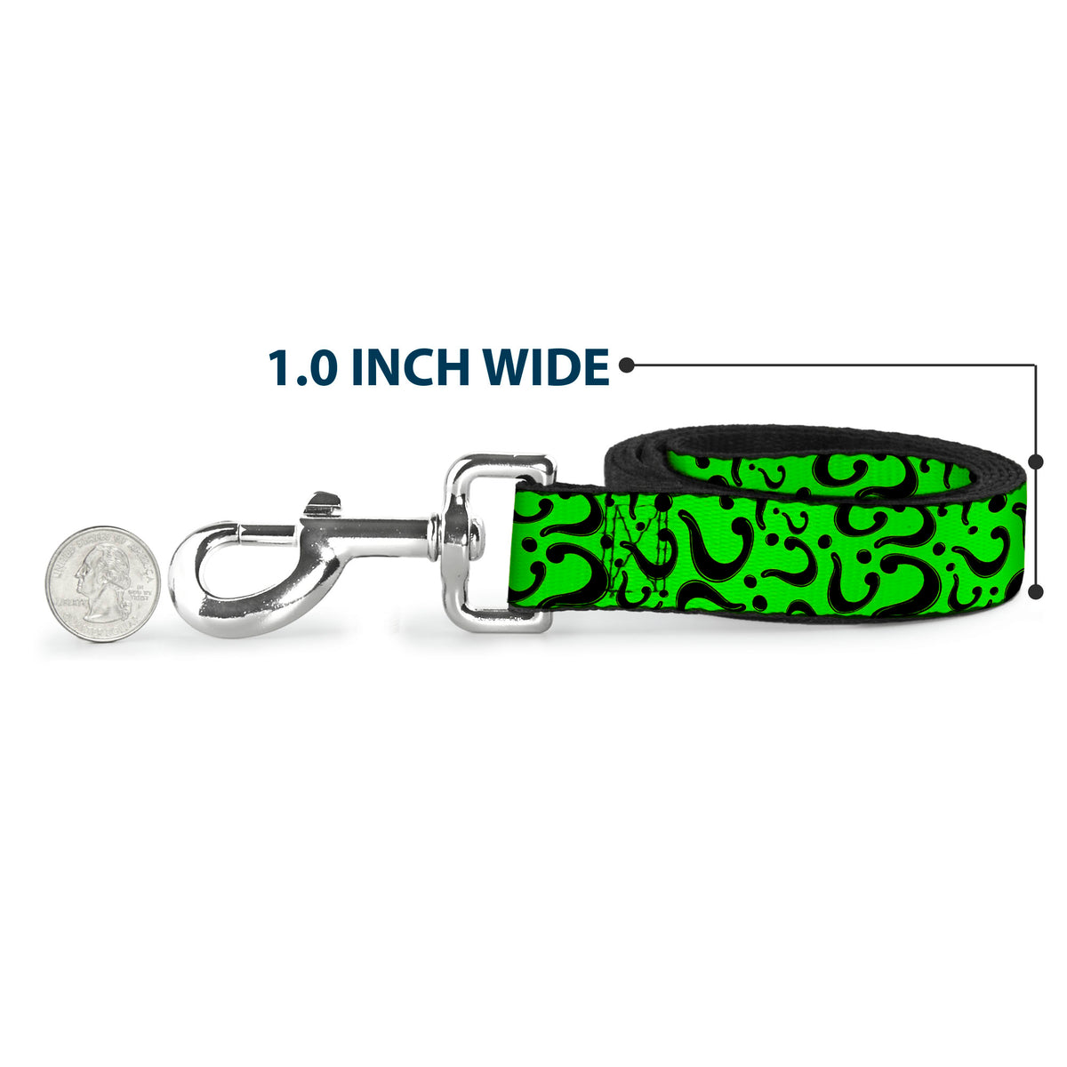 Dog Leash - Question Mark Scattered Lime Green/Black Dog Leashes DC Comics