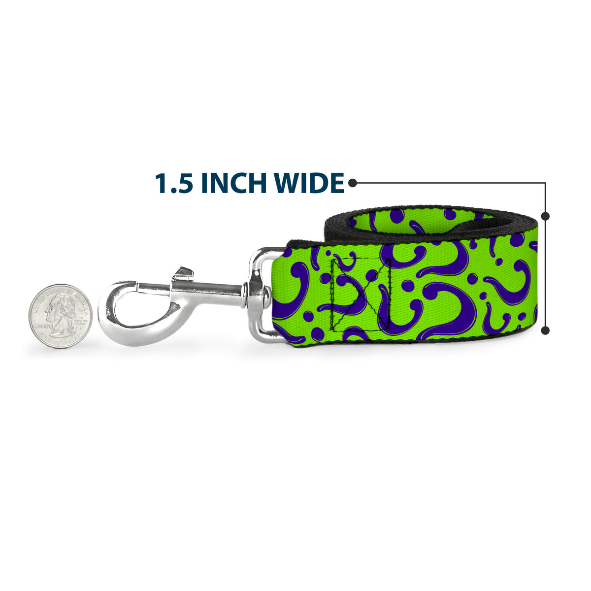 Dog Leash - Question Mark Scattered Lime Green/Purple Dog Leashes DC Comics
