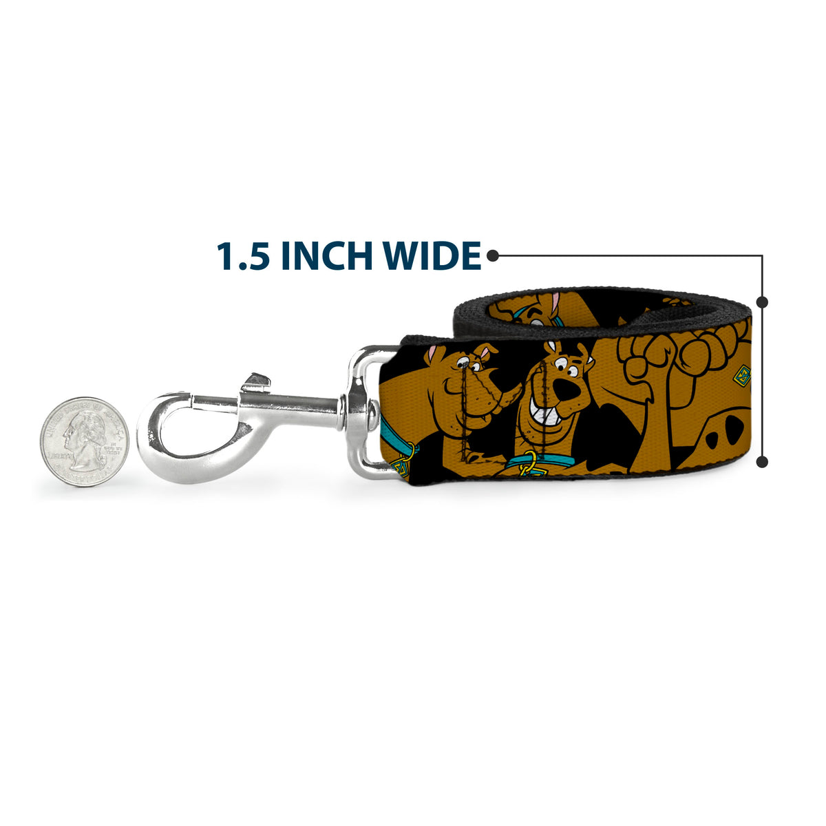 Dog Leash - Scooby Doo Stacked CLOSE-UP Black Dog Leashes Scooby Doo