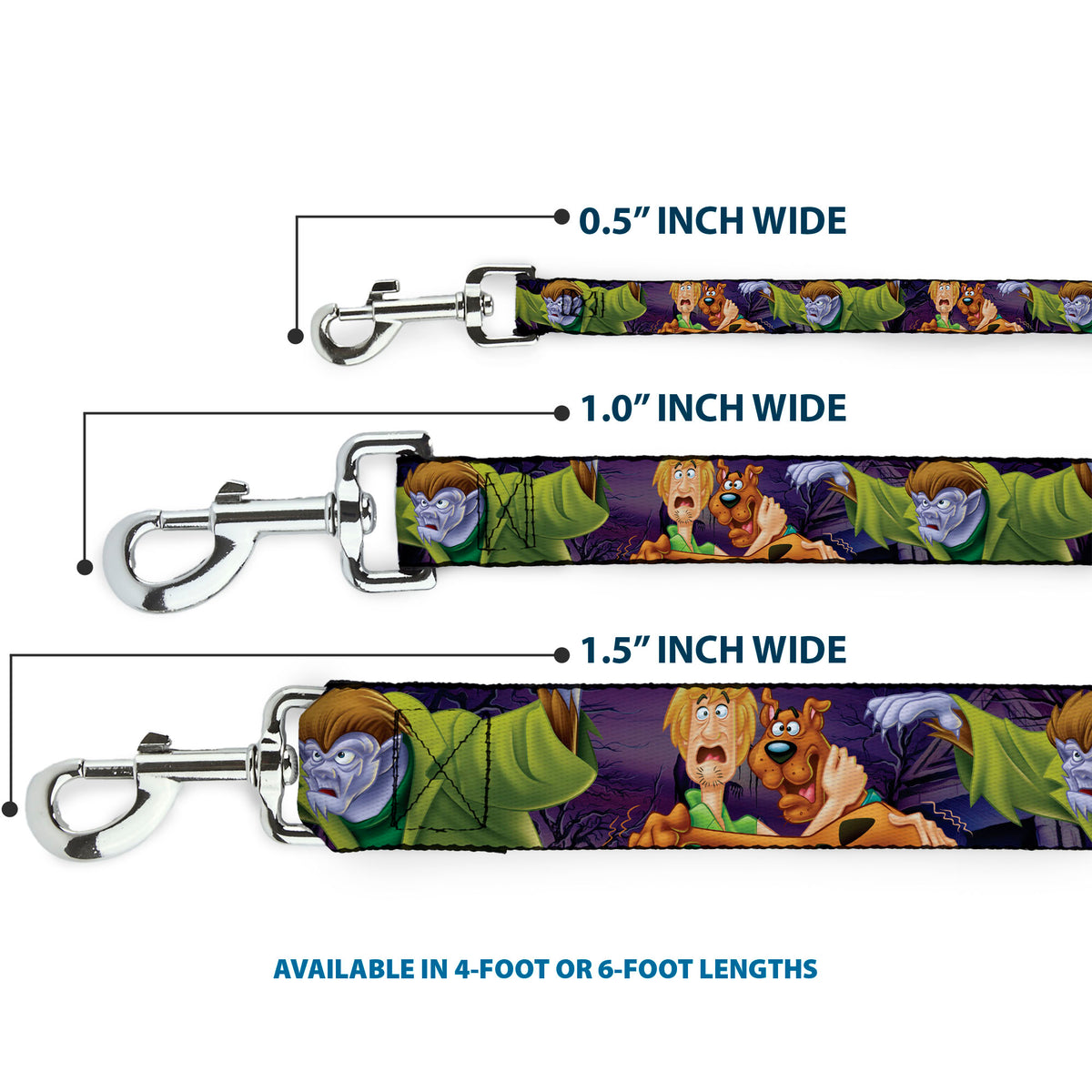 Dog Leash - Scooby & Shaggy Hugging w/Werewolf Man Purple Dog Leashes Scooby Doo