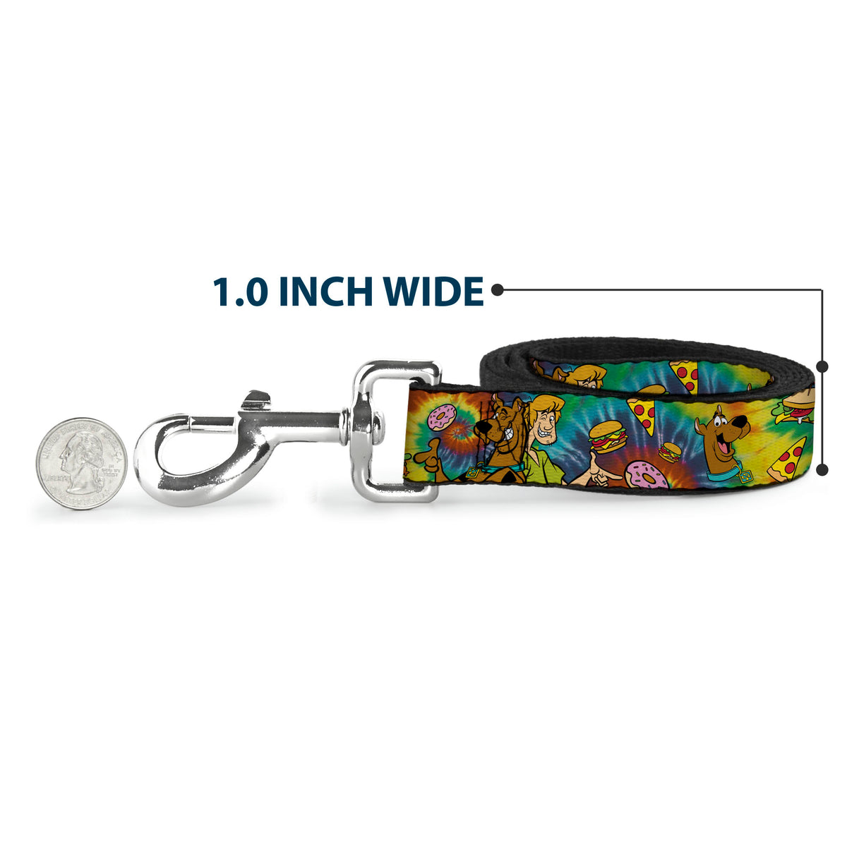 Dog Leash - Scooby Doo and Shaggy Poses/Munchies Tie Dye Multi Color Dog Leashes Scooby Doo