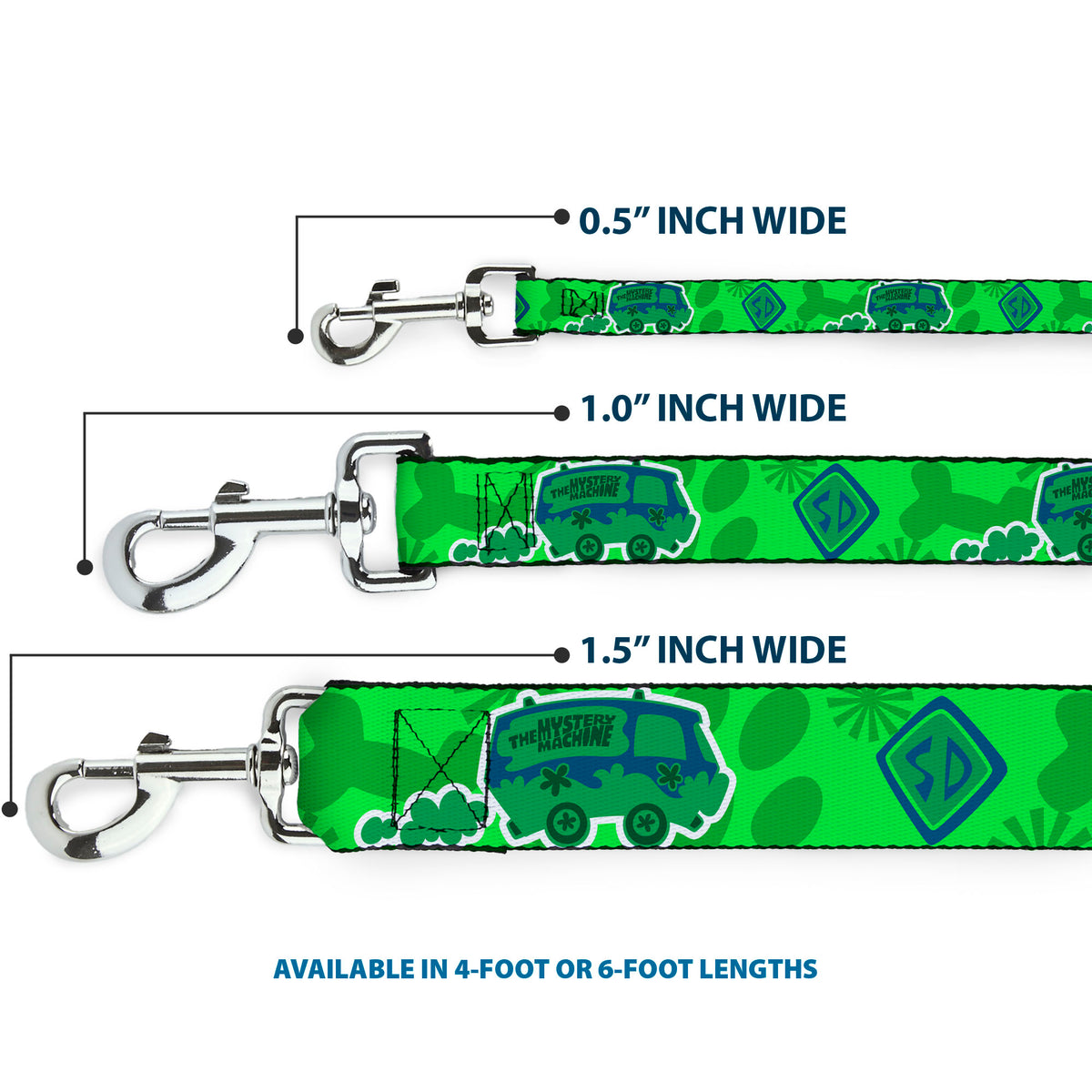 Dog Leash - Scooby Doo Mystery Machine/Dog Tag Collage Greens/Blues Dog Leashes Scooby Doo