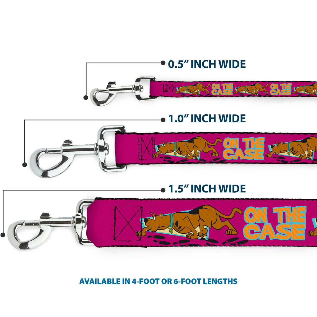 Dog Leash - Scooby-Doo ON THE CASE Sniffing Pose Pink Dog Leashes Scooby Doo