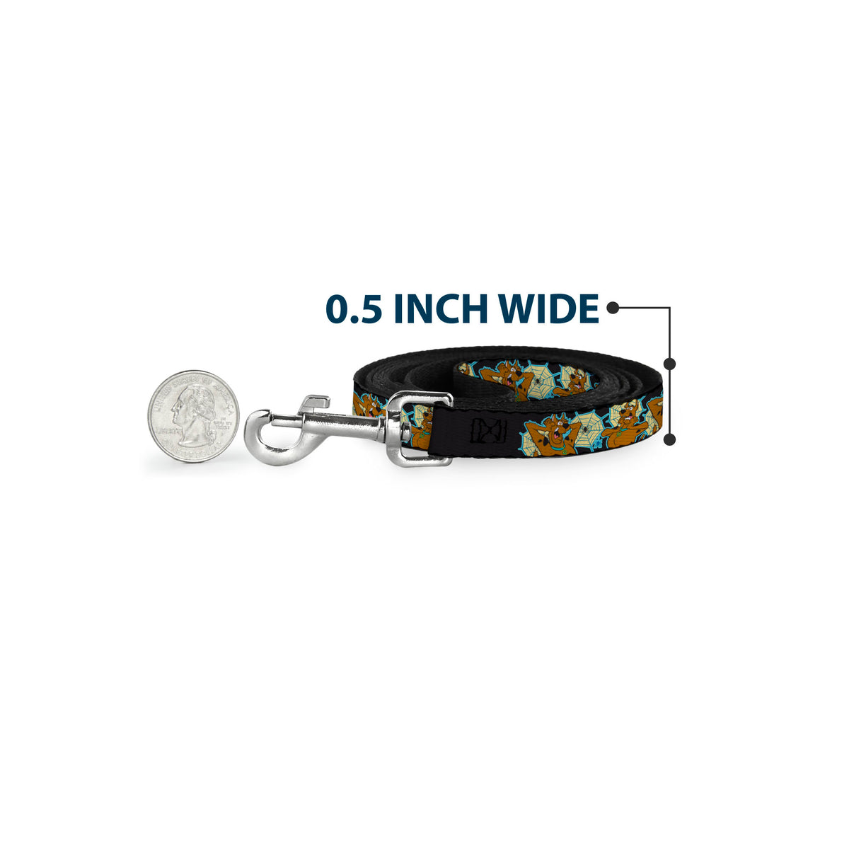 Dog Leash - Scooby-Doo Scared Spider Web Poses Black Dog Leashes Scooby Doo