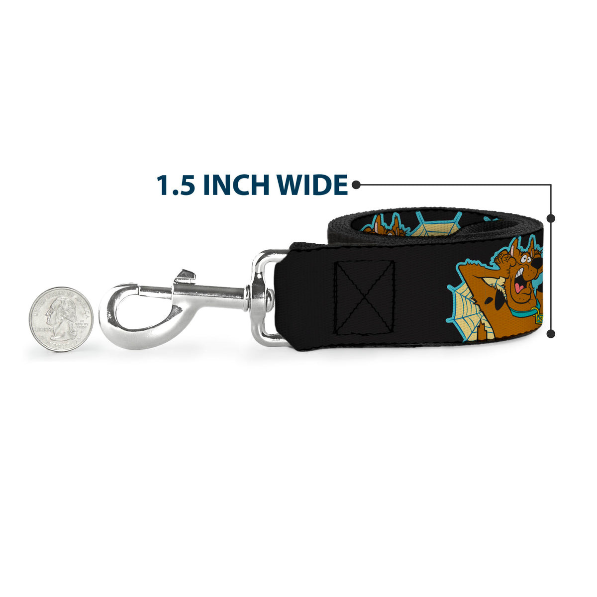 Dog Leash - Scooby-Doo Scared Spider Web Poses Black Dog Leashes Scooby Doo