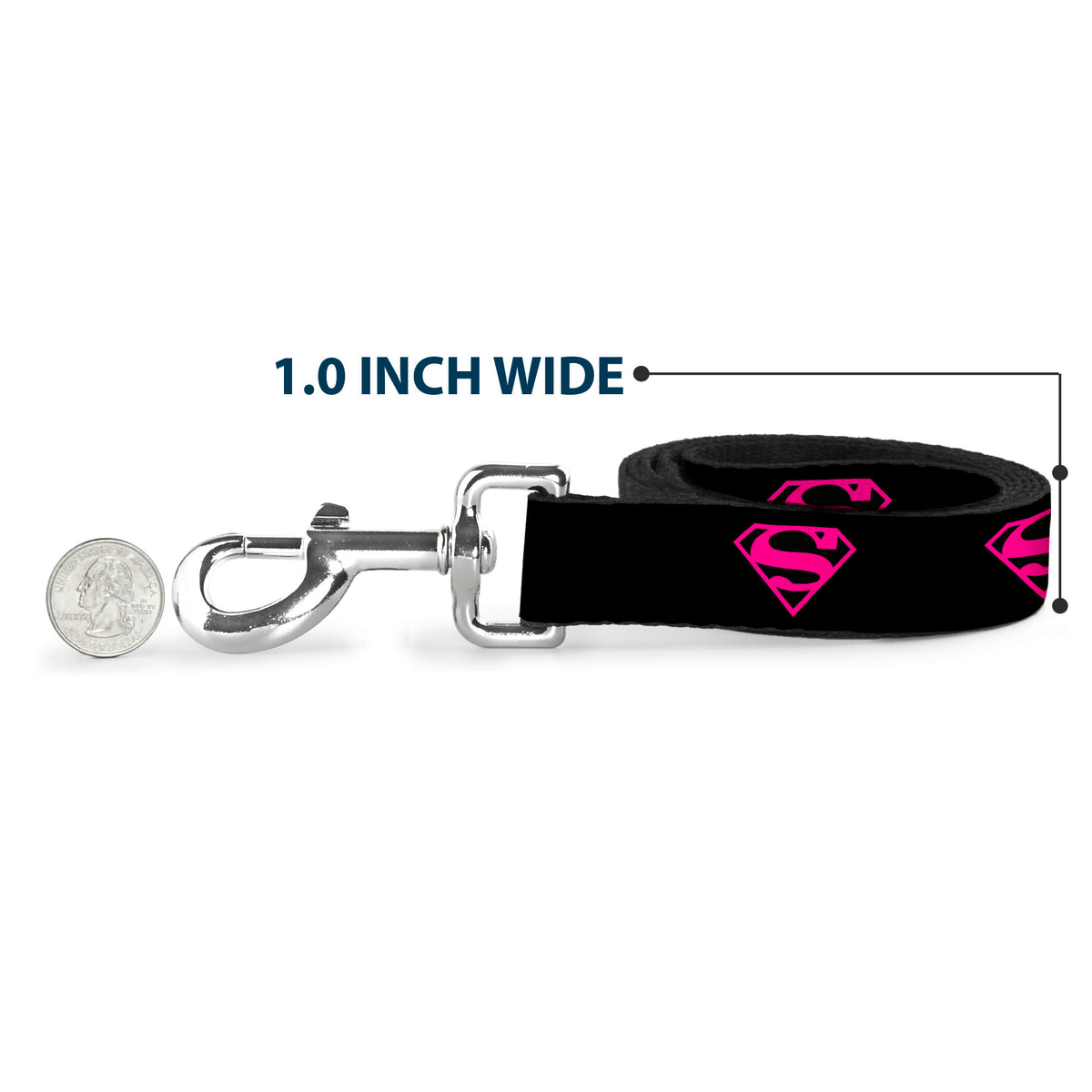 Dog Leash - Superman Shield Black/Hot Pink Dog Leashes DC Comics