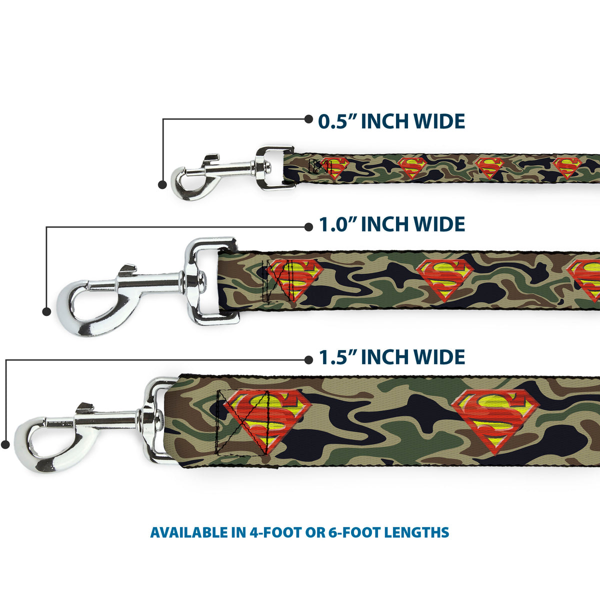 Dog Leash - Superman Shield Camo Olive Dog Leashes DC Comics