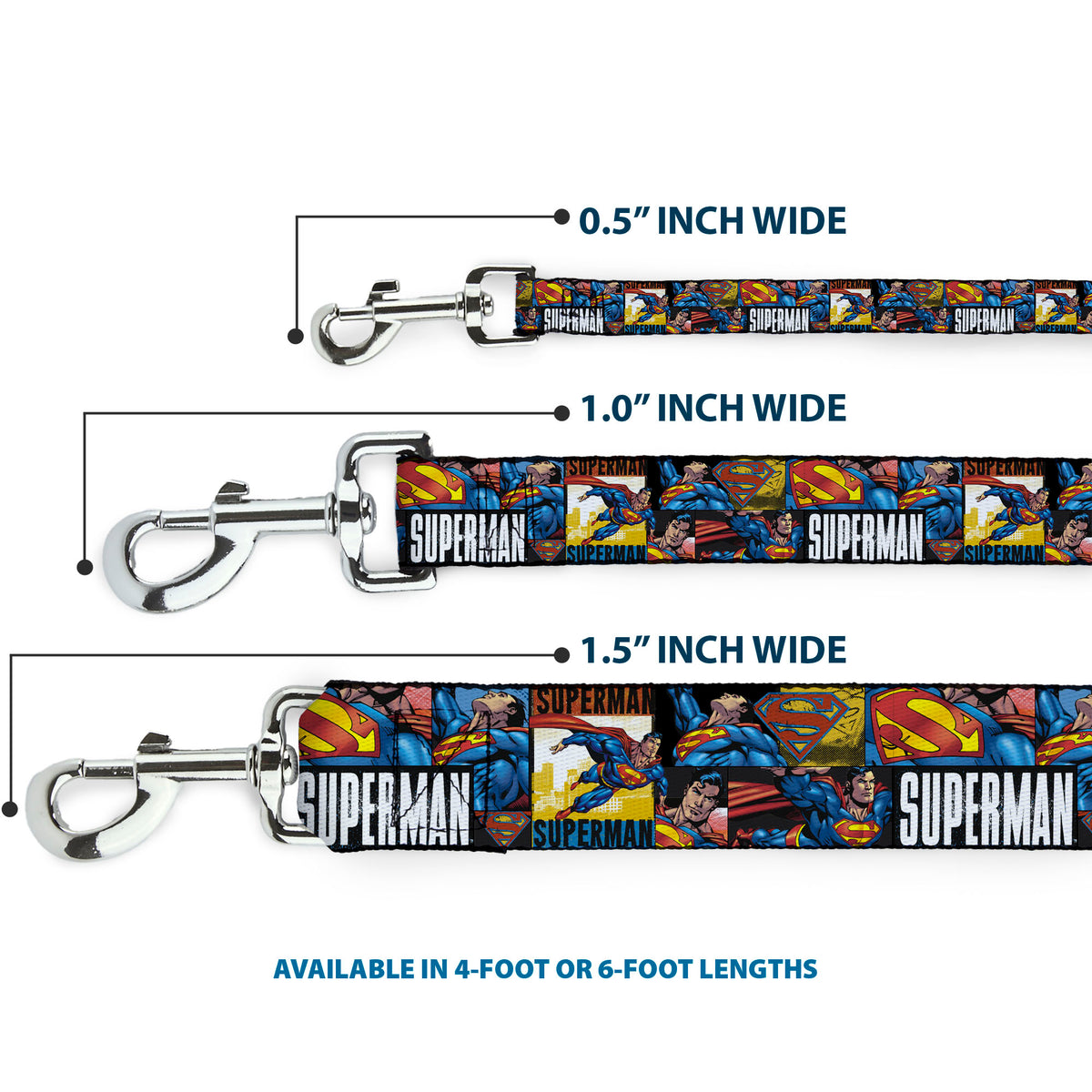 Dog Leash - SUPERMAN Action Blocks White Dog Leashes DC Comics