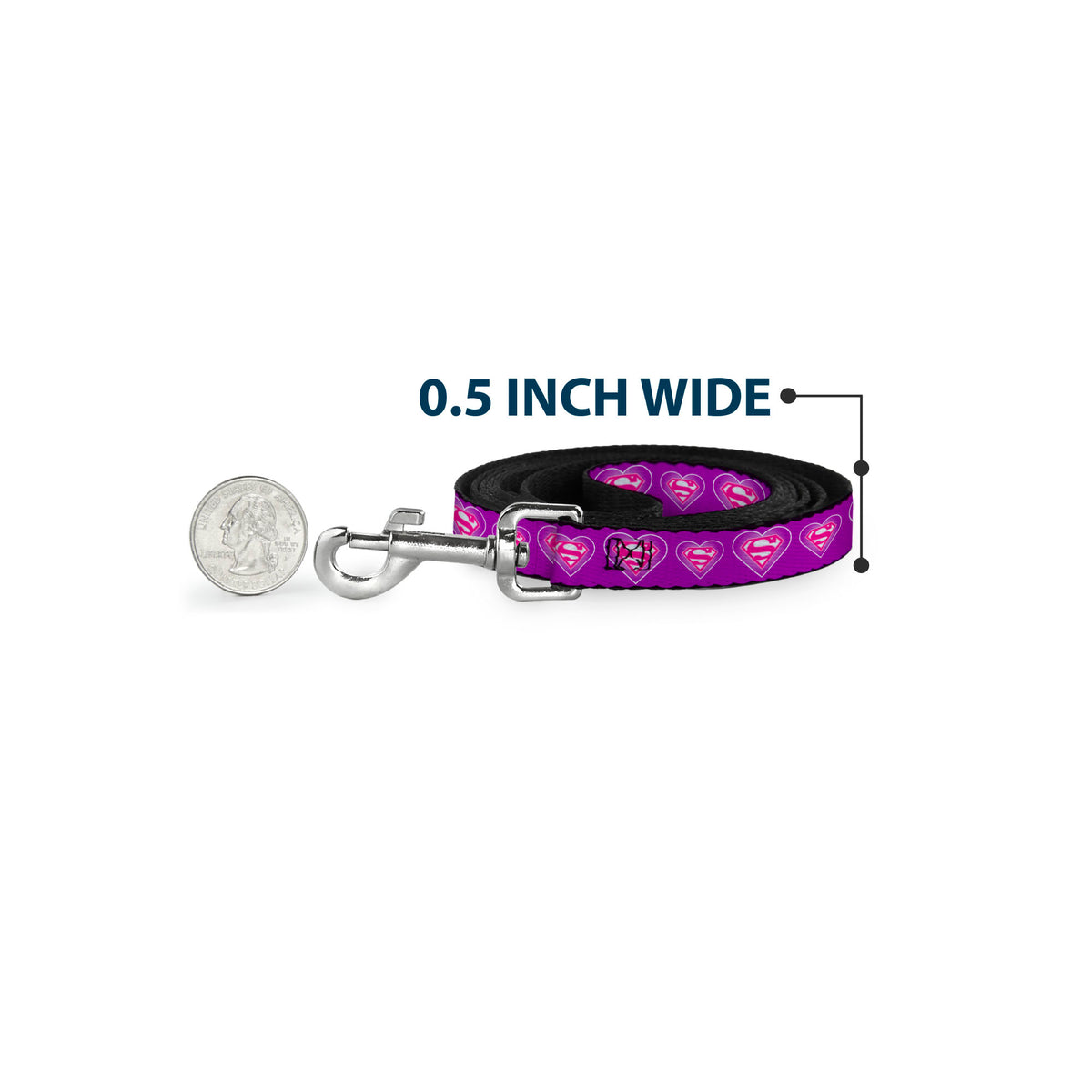 Dog Leash - Superman Logo in Heart Purple/White/Pink Dog Leashes DC Comics