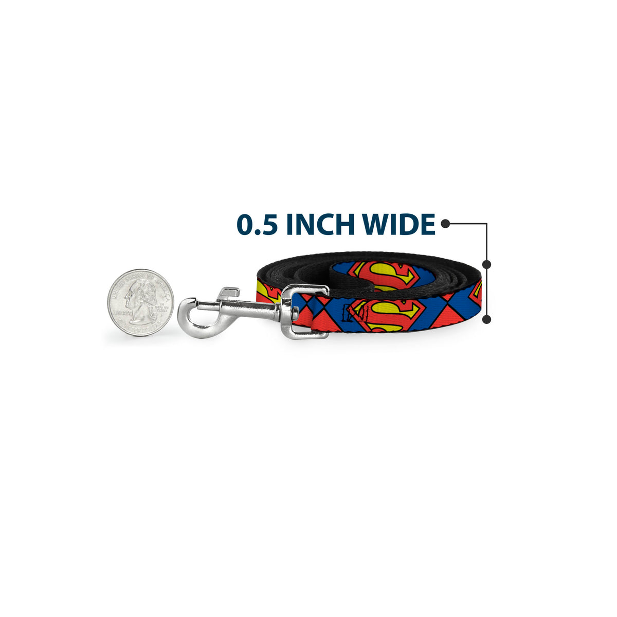 Dog Leash - Superman Shield CLOSE-UP Blue/Red/Yellow Dog Leashes DC Comics