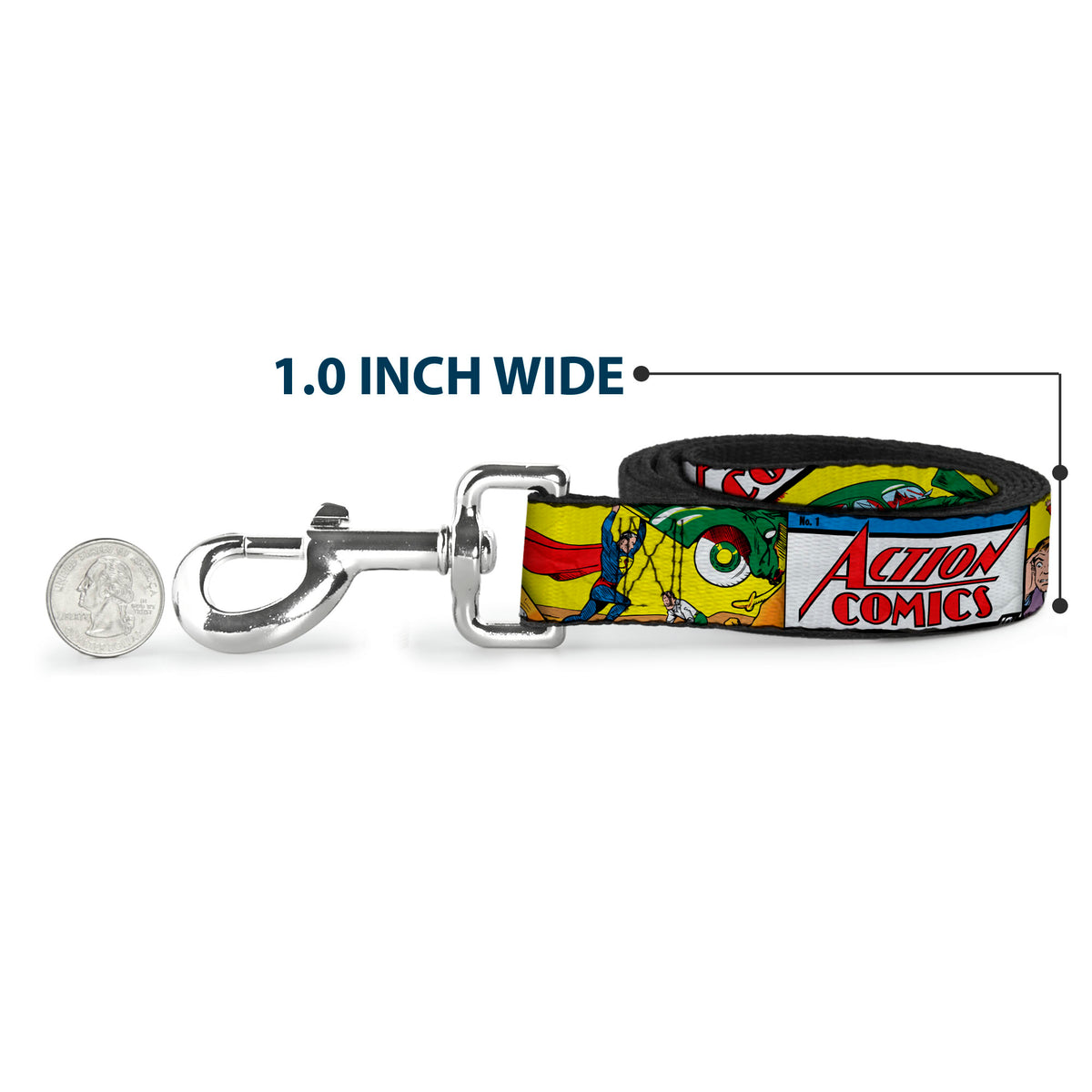 Dog Leash - Classic ACTION COMICS Issue #1 Cover Superman Lifting Car Stacked Dog Leashes DC Comics