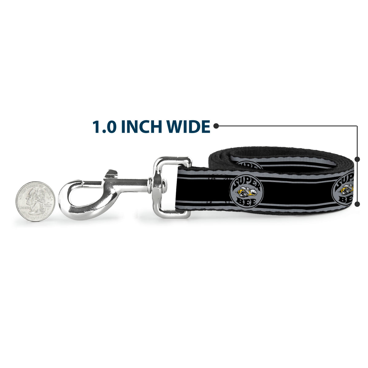 Dog Leash - SUPER BEE Logo/Stripes Black/Gray/Yellow/White Dog Leashes Dodge