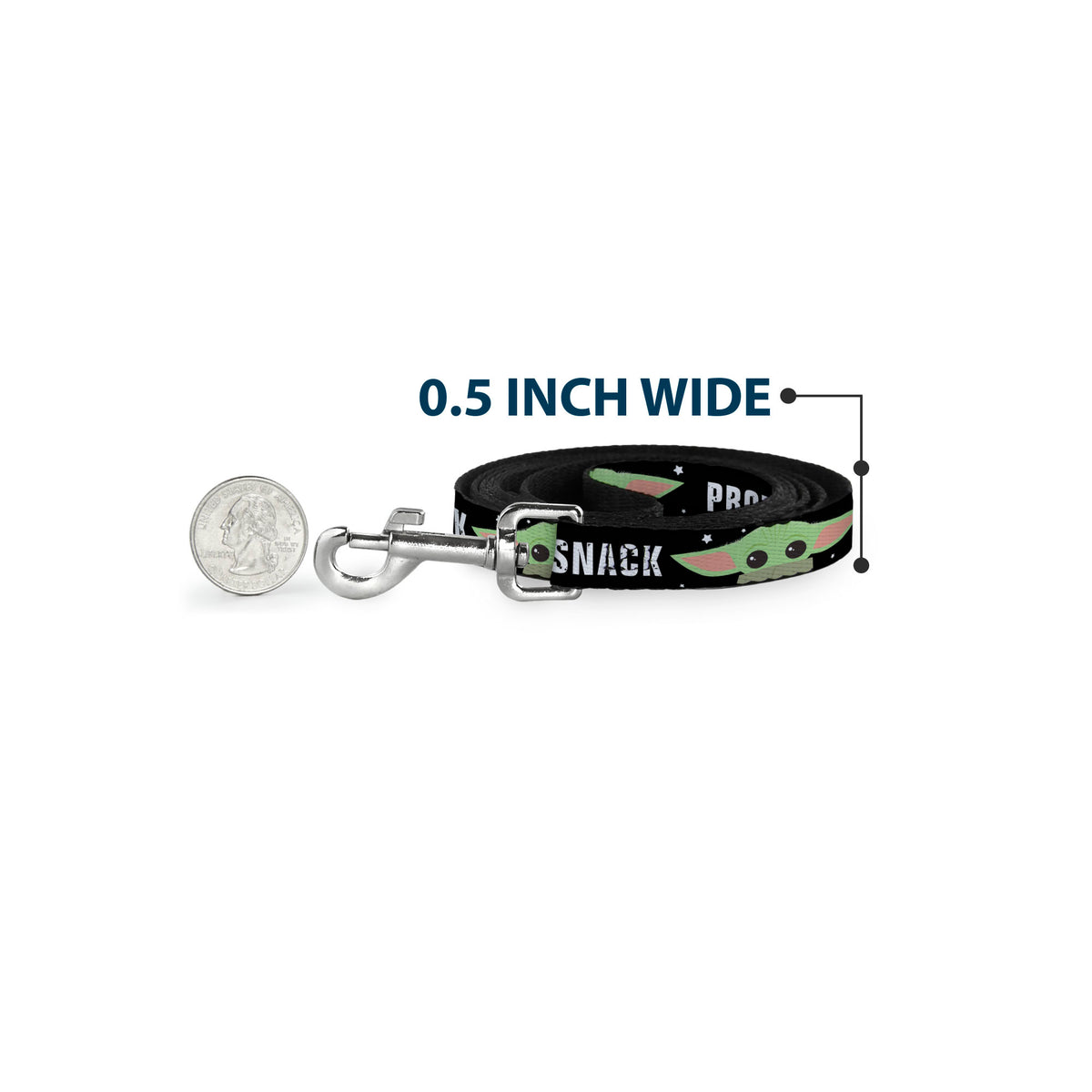 Dog Leash - Star Wars The Child Chibi Face PROTECT ATTACK SNACK Black/White Dog Leashes Star Wars