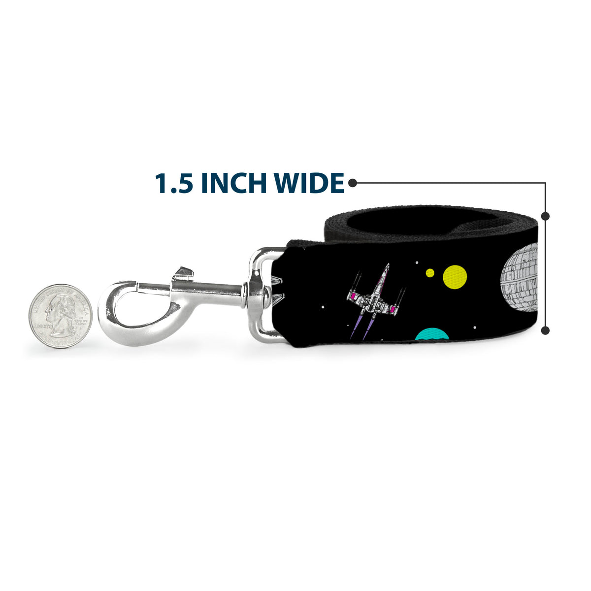 Dog Leash - Star Wars Death Star Millennium Falcon and X-Wing Fighter in Space Black Dog Leashes Star Wars