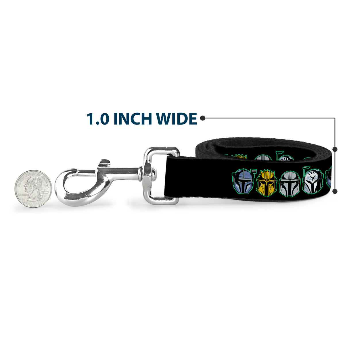 Dog Leash - Star Wars the Mandalorian Helmets Black/Multi Color Dog Leashes Star Wars