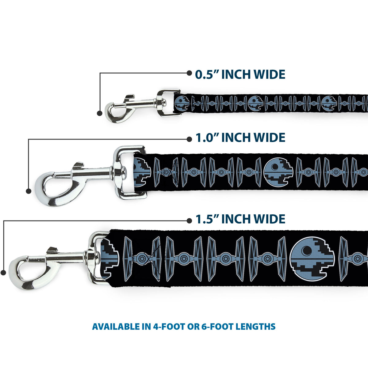 Dog Leash - Star Wars Death Star and TIE Fighters Black/Gray Dog Leashes Star Wars