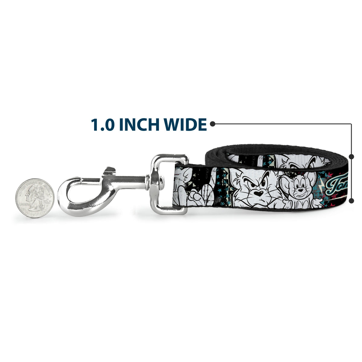 Dog Leash - TOM & JERRY Face & Pose Sketch Black/White/Red/Blue Dog Leashes Tom and Jerry