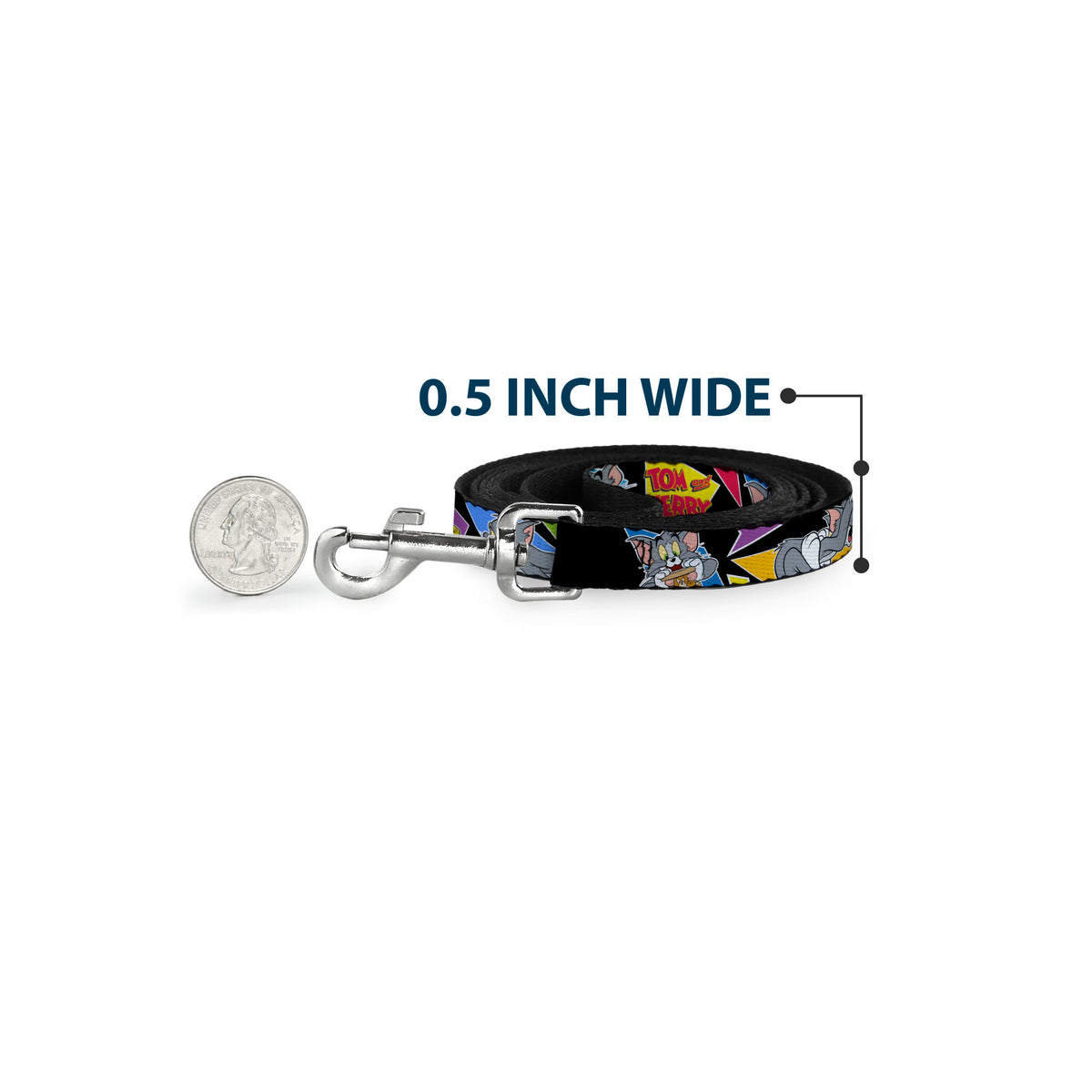 Dog Leash - TOM & JERRY Poses Black/Multi Color Dog Leashes Tom and Jerry