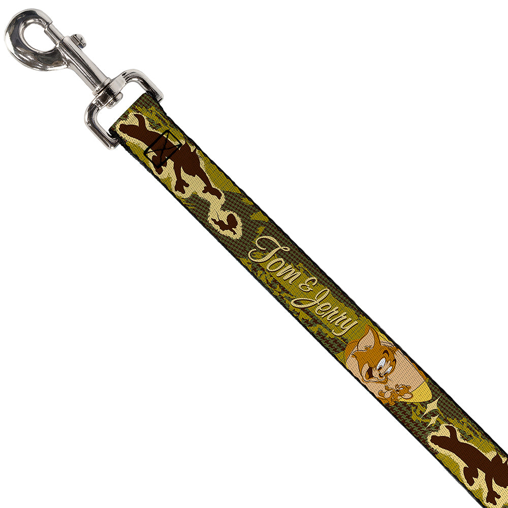 Dog Leash - TOM & JERRY Tom Chasing Jerry Houndstooth Browns Dog Leashes Tom and Jerry
