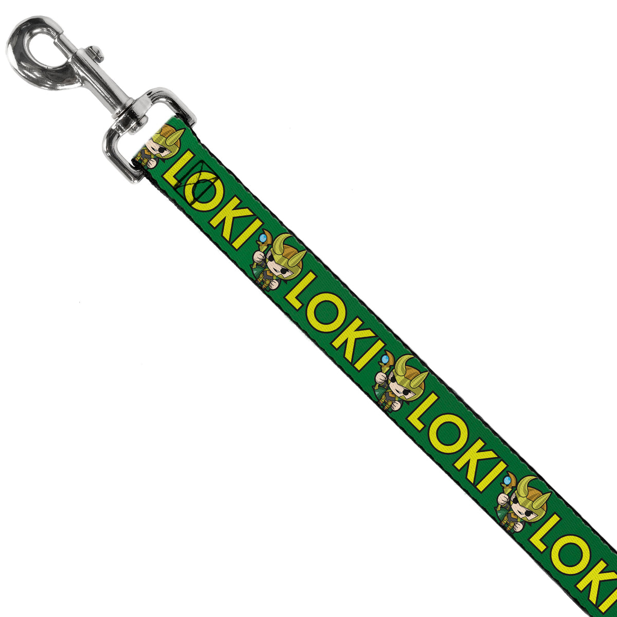 Dog Leash - Kawaii LOKI Standing Pose/Text Green/Yellow Dog Leashes Marvel Comics