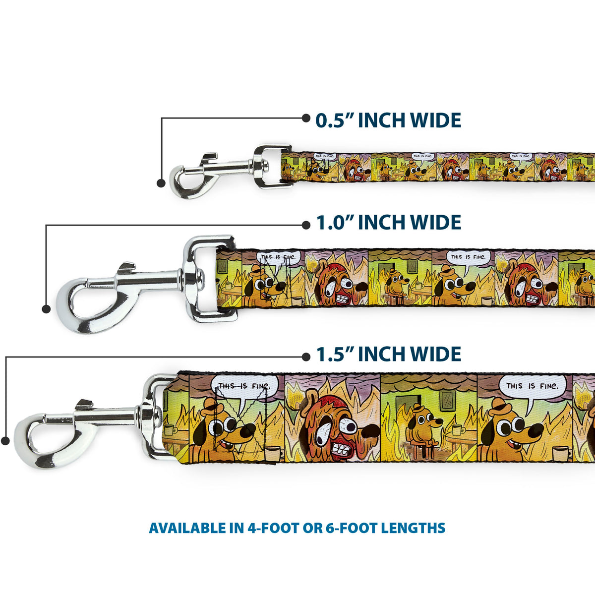 Dog Leash - THIS IS FINE Question Hound Cafe Fire Comic Strip Blocks Dog Leashes This is Fine