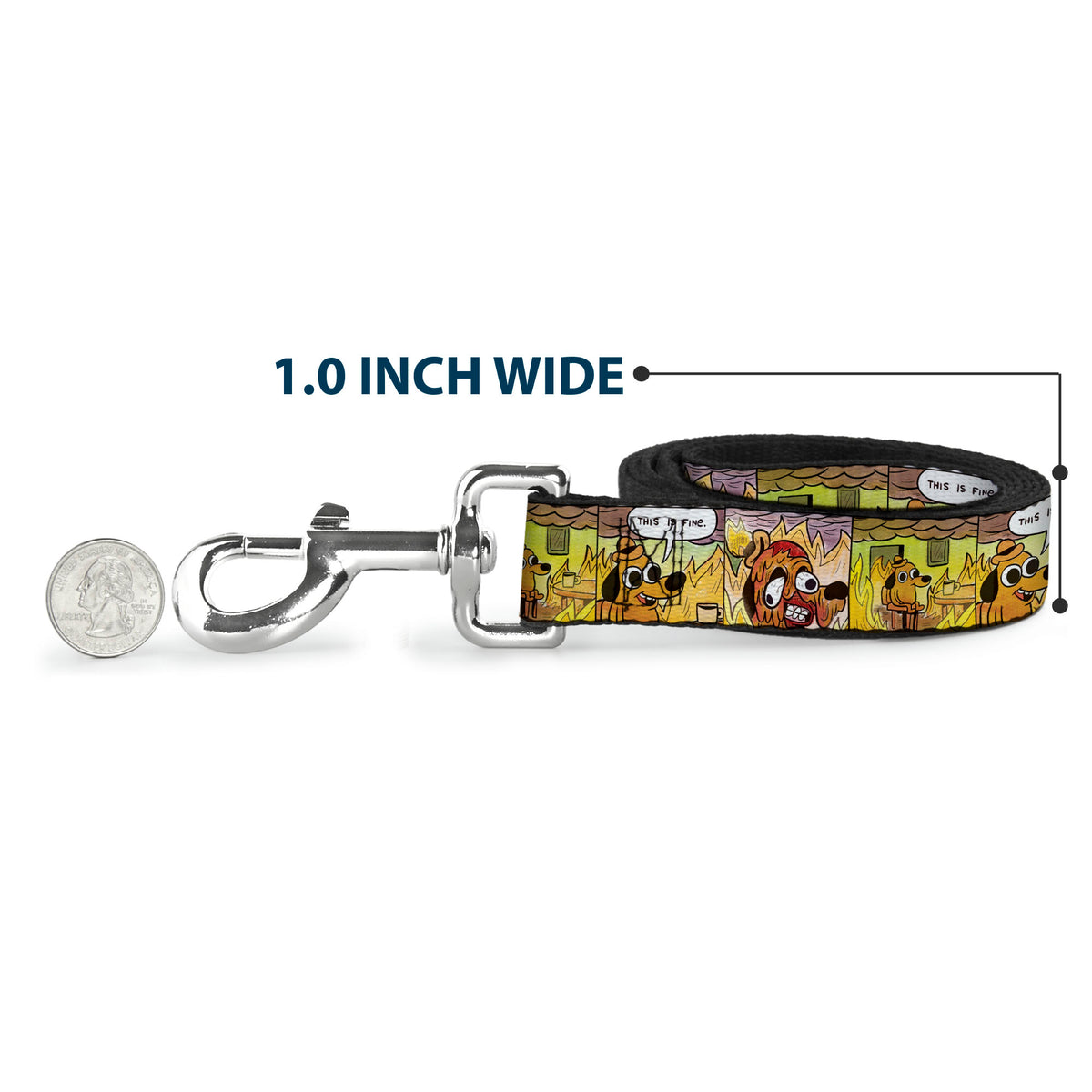 Dog Leash - THIS IS FINE Question Hound Cafe Fire Comic Strip Blocks Dog Leashes This is Fine