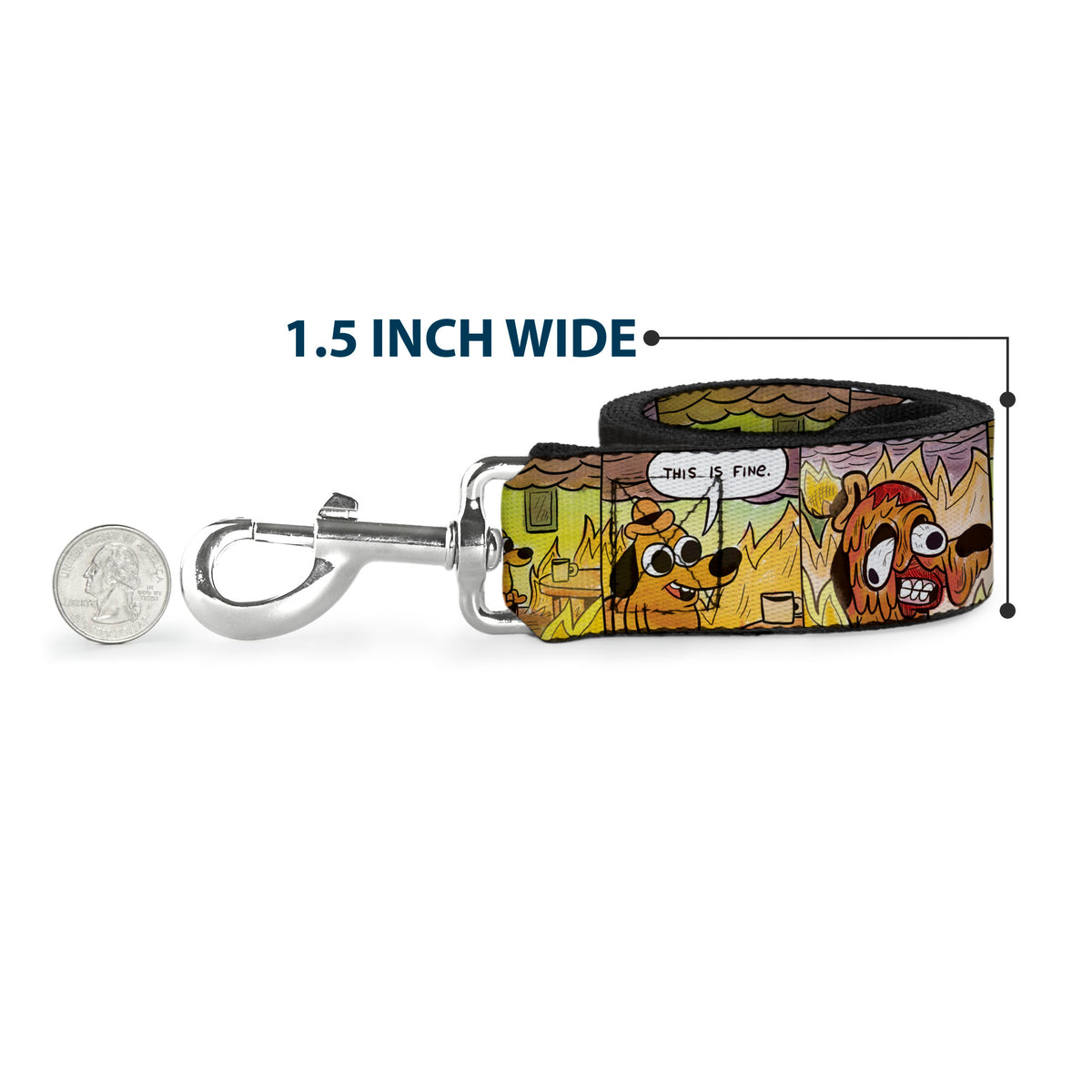 Dog Leash - THIS IS FINE Question Hound Cafe Fire Comic Strip Blocks Dog Leashes This is Fine
