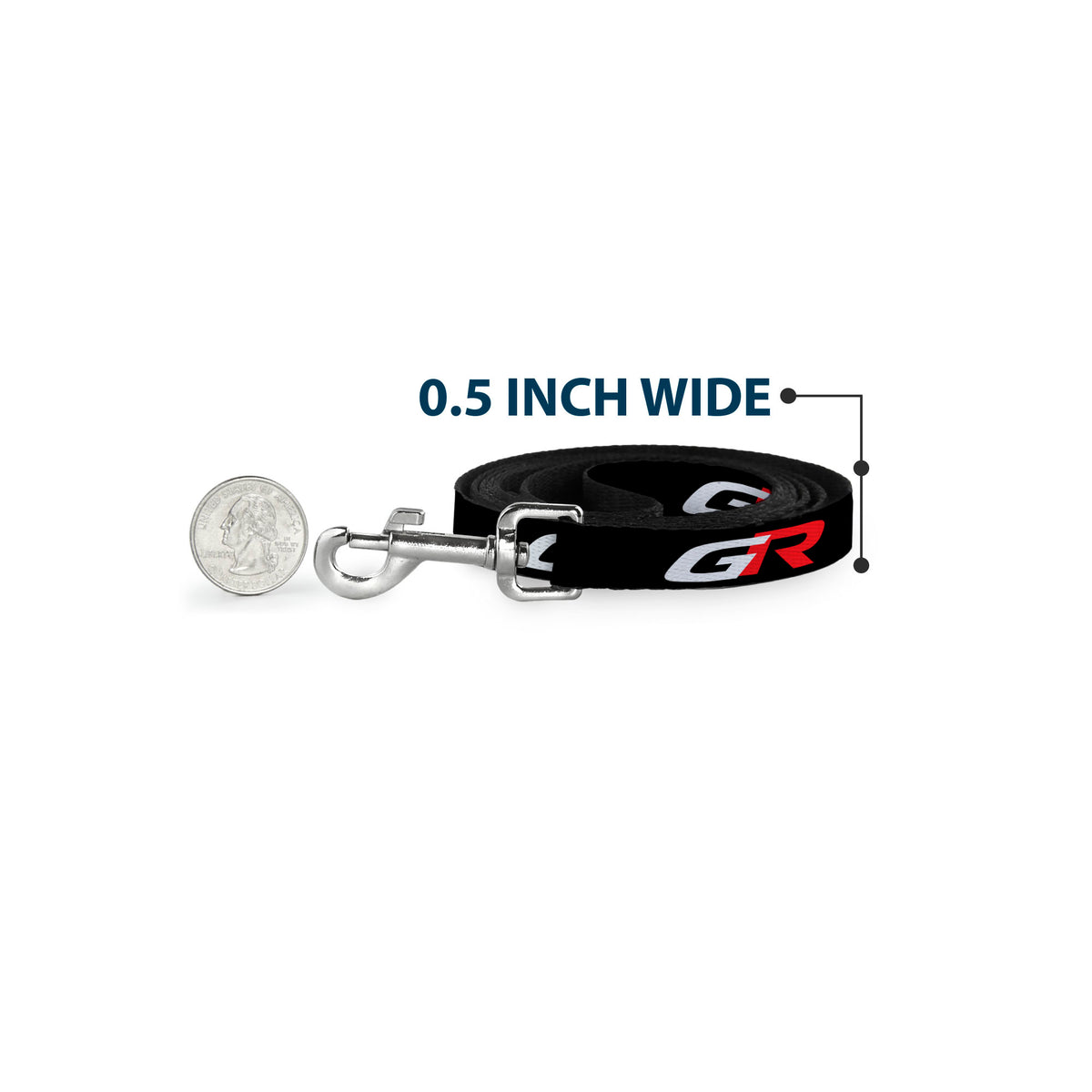 Dog Leash - TOYOTA GAZOO RACING GR Logo and Text Black/White/Red Dog Leashes Toyota
