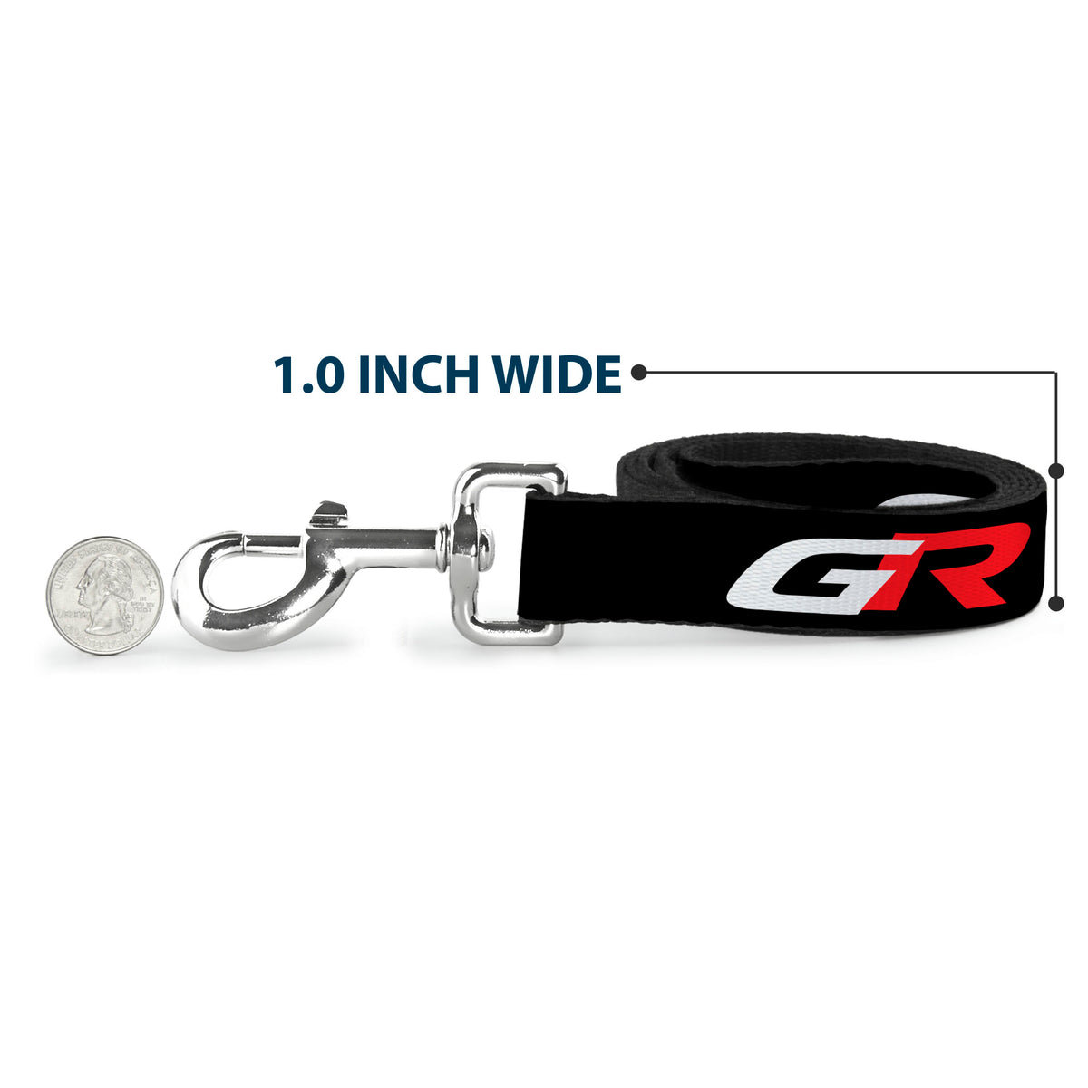 Dog Leash - TOYOTA GAZOO RACING GR Logo and Text Black/White/Red Dog Leashes Toyota