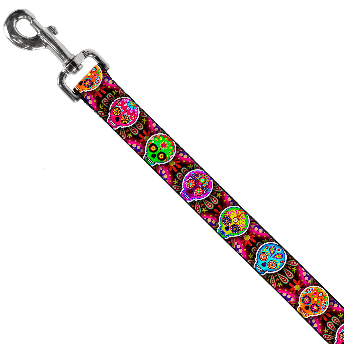 Dog Leash - Six Sugar Skulls Multi Color Dog Leashes Thaneeya McArdle
