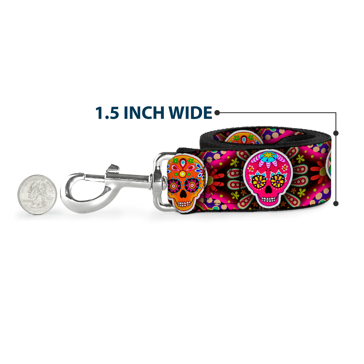 Dog Leash - Six Sugar Skulls Multi Color Dog Leashes Thaneeya McArdle