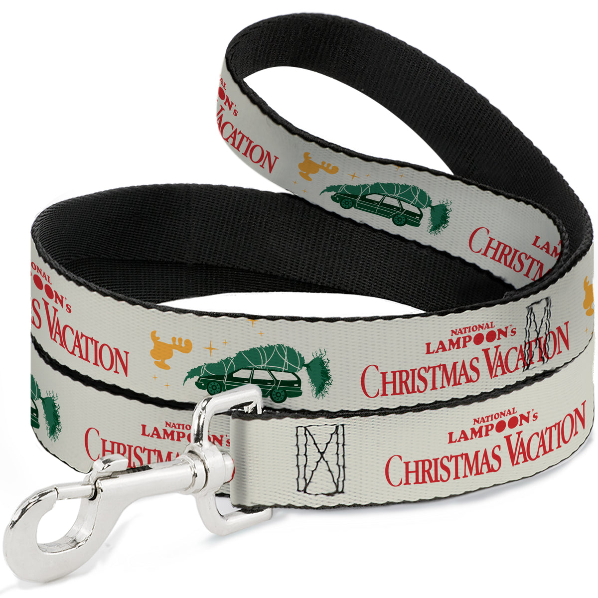 Dog Leash - NATIONAL LAMPOON'S CHRISTMAS VACATION Title Logo Icons Collage White/Green/Red Dog Leashes National Lampoon's