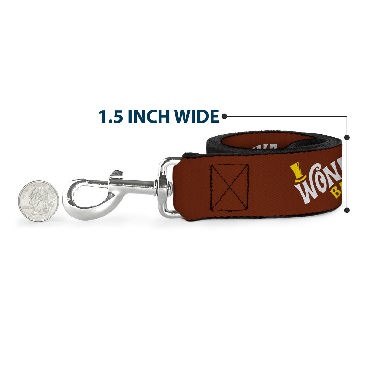 Dog Leash - Willy Wonka and the Chocolate Factory WONKA BAR Logo Brown/Yellow/White Dog Leashes Willy Wonka and the Chocolate Factory