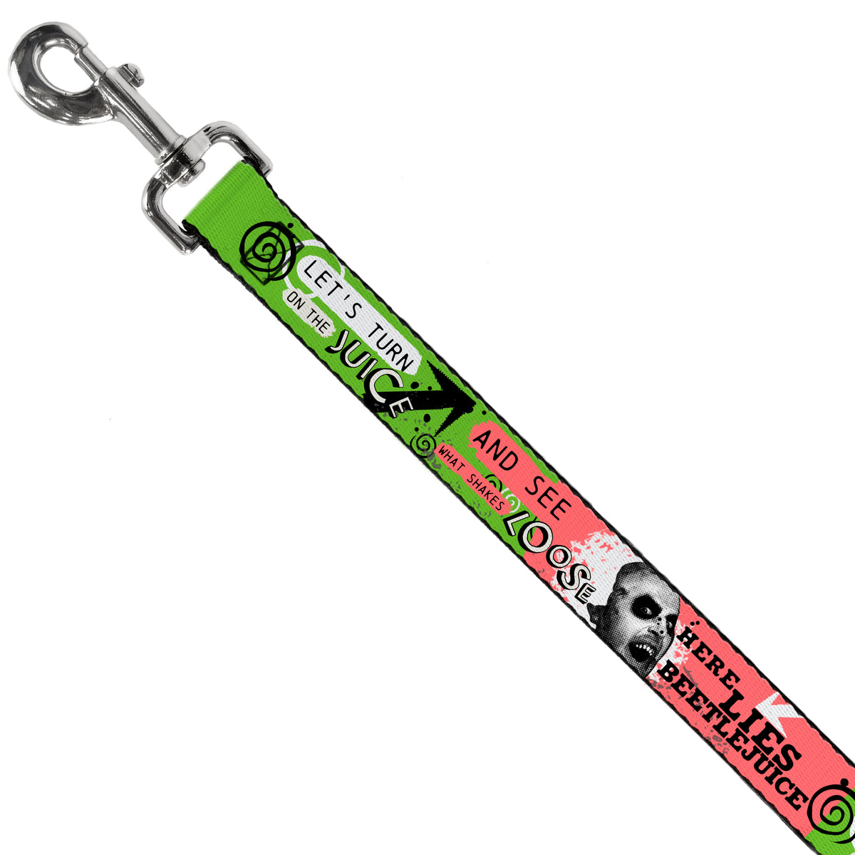Dog Leash - BEETLEJUICE Face and Quotes Collage Pink/Green/Black Dog Leashes Beetlejuice