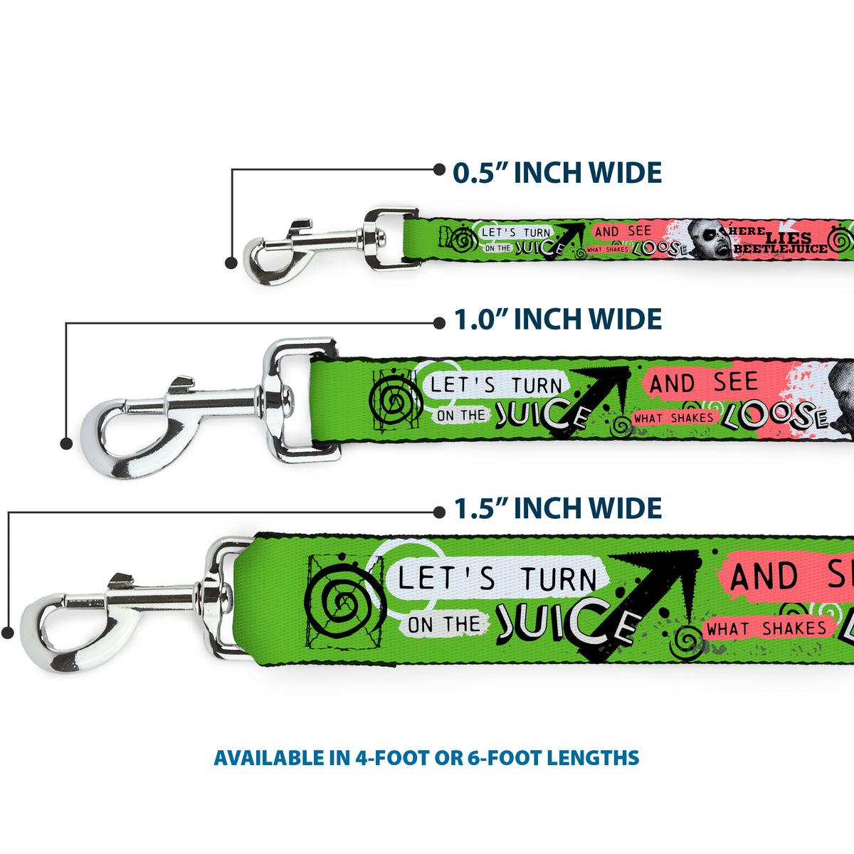 Dog Leash - BEETLEJUICE Face and Quotes Collage Pink/Green/Black Dog Leashes Beetlejuice
