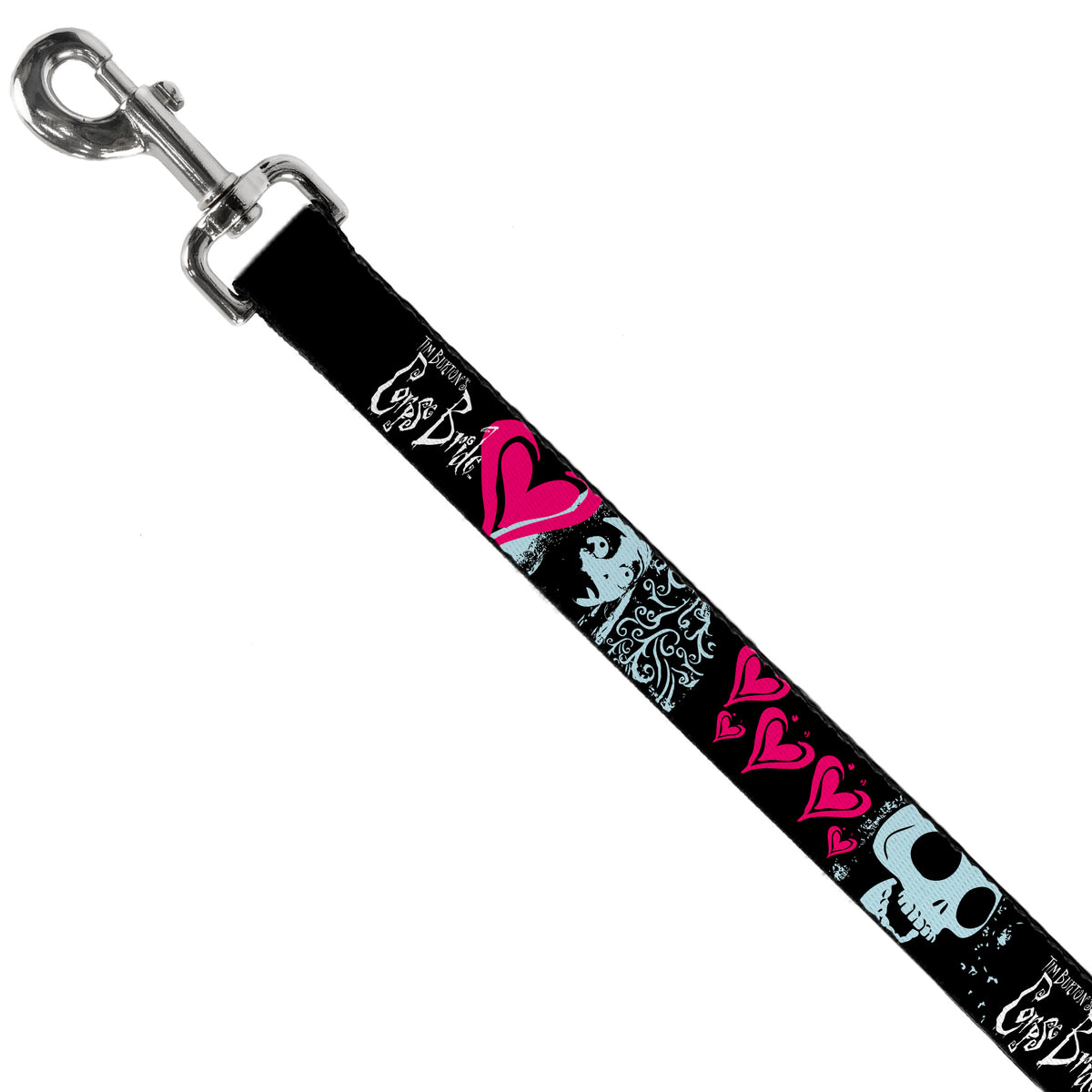 Dog Leash - CORPSE BRIDE Emily Hearts and Skull Black/Gray/Pink Dog Leashes Corpse Bride