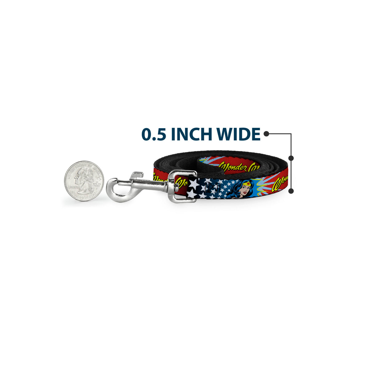Dog Leash - Wonder Woman Face w/Stars Dog Leashes DC Comics