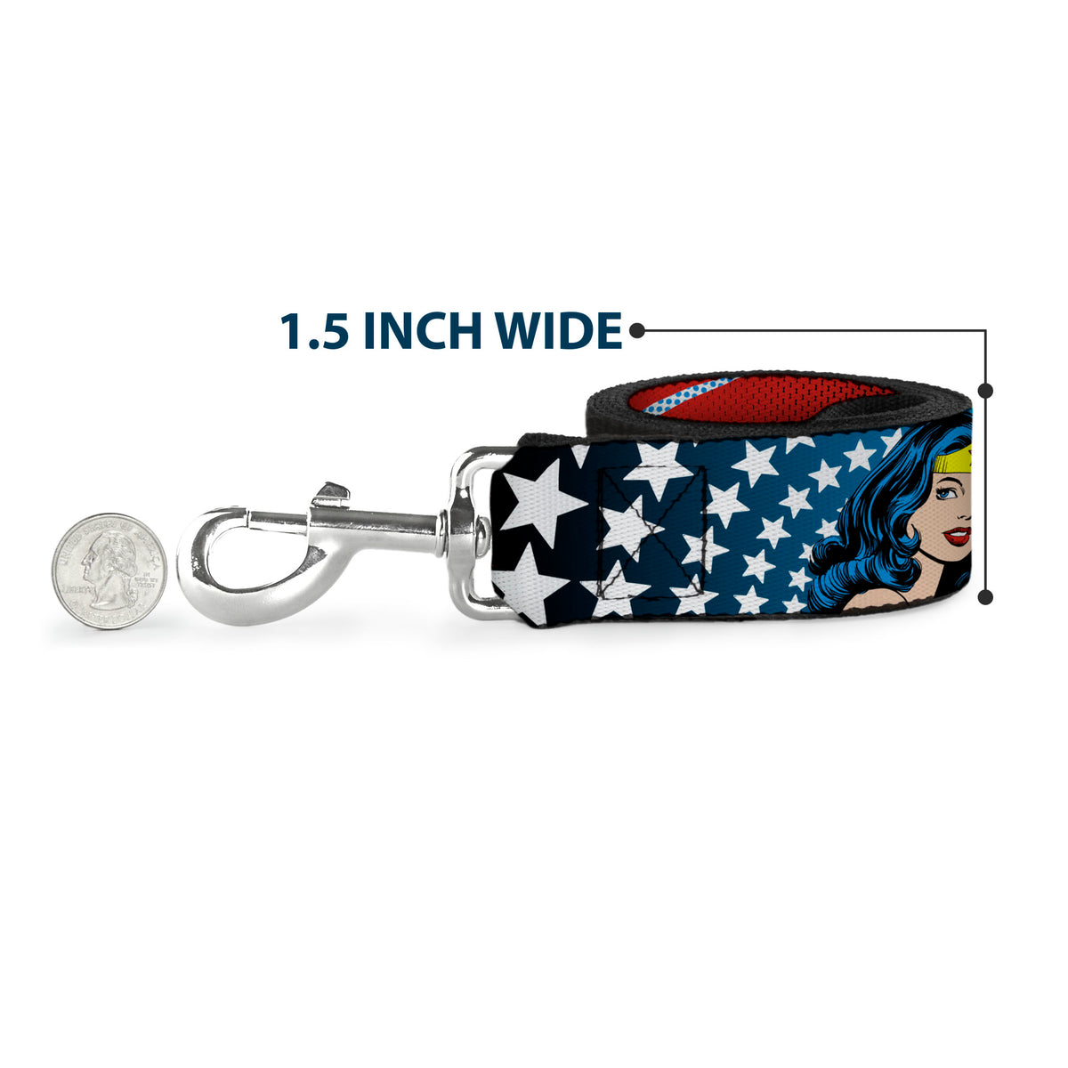 Dog Leash - Wonder Woman Face w/Stars Dog Leashes DC Comics