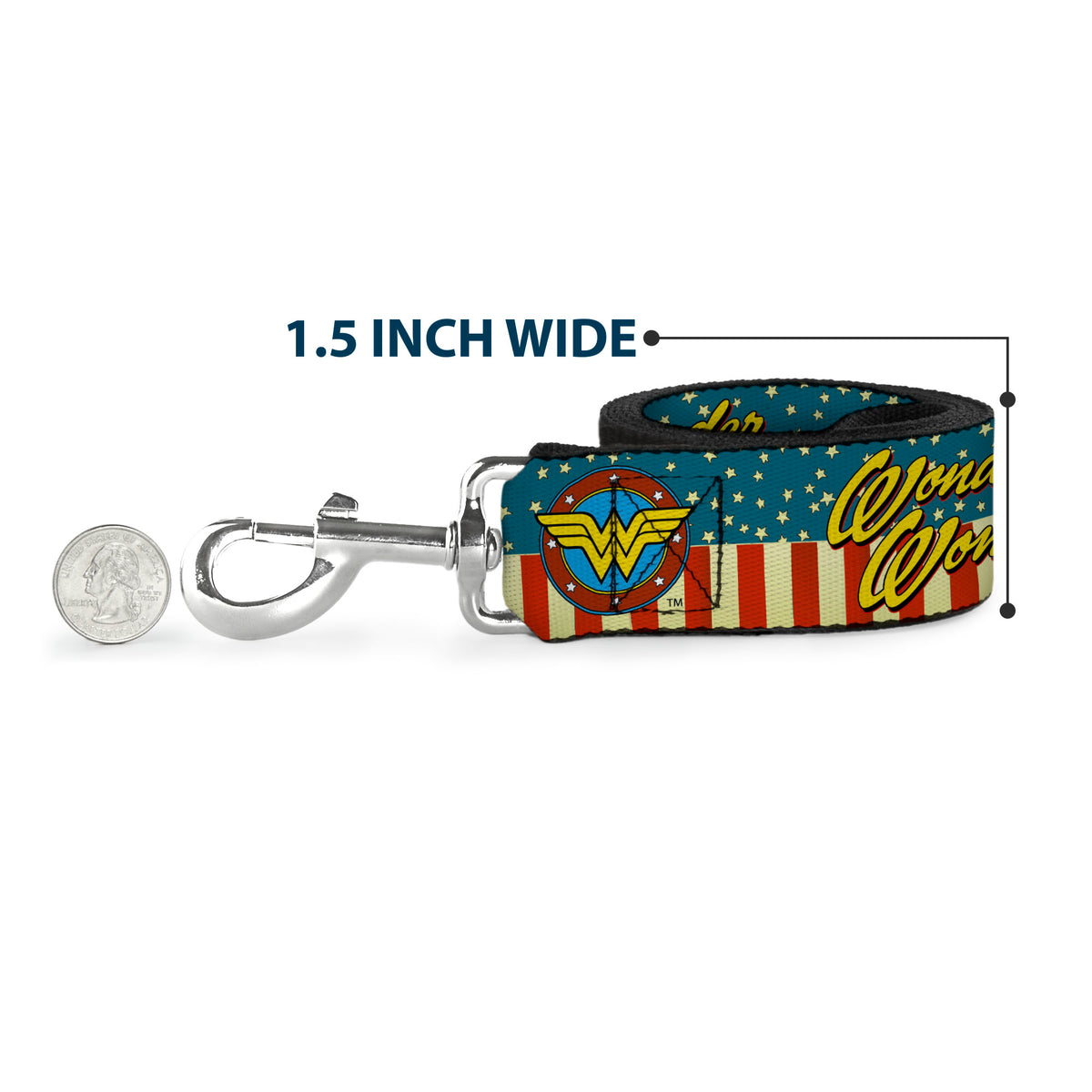 Dog Leash - WONDER WOMAN/Logo Americana Red/White/Blue/Yellow Dog Leashes DC Comics