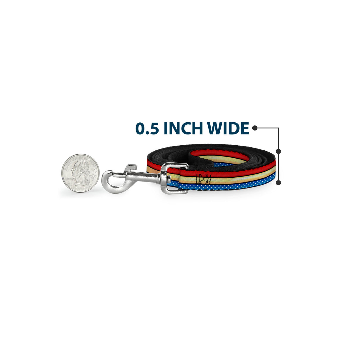 Dog Leash - Wonder Woman Stripe/Stars Red/Gold/Blue/White Dog Leashes DC Comics