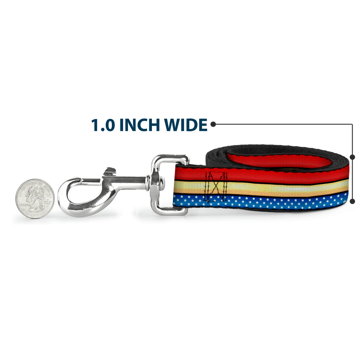 Dog Leash - Wonder Woman Stripe/Stars Red/Gold/Blue/White Dog Leashes DC Comics